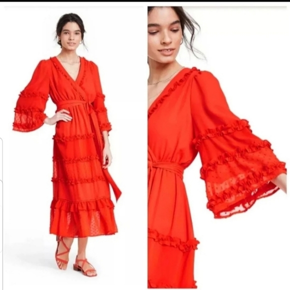 Alexis X Target Angel Sleeve Tiered Ruffle Dress - Small - Picture 2 of 6